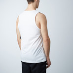 Ultra Soft Semi-Fitted Bar Graphic Tank // White + Black Print (S)