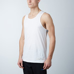 Ultra Soft Semi-Fitted Horizontal Graphic Tank // White + Gold Print (M)