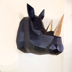 Geometric Rhino Head Wall Art (Black + Gold)