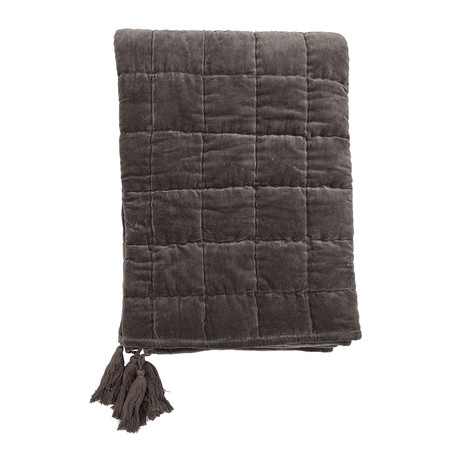 Quilted Throw + Tassels // Gray