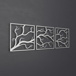 Tree Branches 3D Metal Wall Art // 3 Piece (24"W x 24"H x 0.25"D)