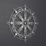 Tibetan Dharma Wheel 3D Metal Wall Art (24"W x 24"H x 0.25"D)