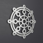 Modern Dharma Wheel 3D Metal Wall Art (24"W x 24"H x 0.25"D)