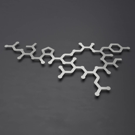 Oxytocin Molecule 3D Metal Wall Art (24"W x 12"H x 0.25"D)