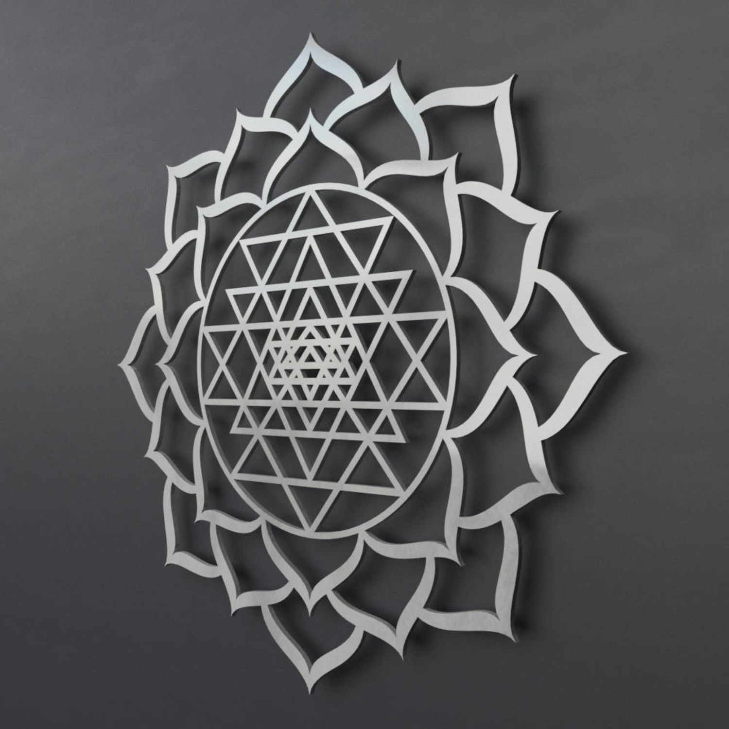 Download Sri Yantra Lotus Mandala 3d Metal Wall Art 24 W X 24 H X 0 25 D Arte And Metal Touch Of Modern