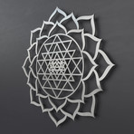 Sri Yantra Lotus Mandala 3D Metal Wall Art (24"W x 24"H x 0.25"D)