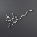 THC Molecule 3D Metal Wall Art (24"W x 12"H x 0.25"D)