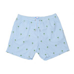 Palm Stripes Classics Swim Trunks // Light Blue (L)