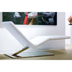Zero Chaise Lounge // Polished Stainless Steel Base (ELMOsoft // White)