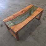 River Series Coffee Table // Big Leaf Maple + Green Glass