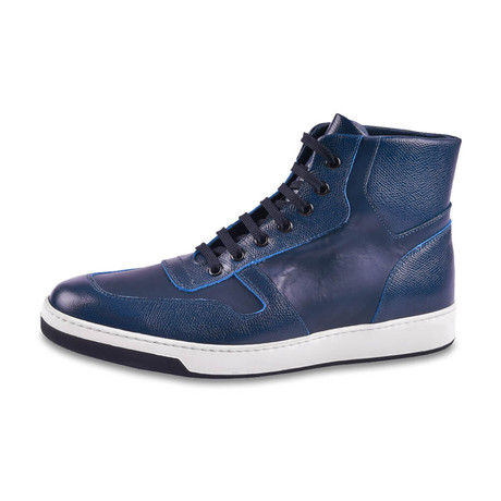 Voltera High Top Sneaker W/ Pebbled Contrast // Blue (US: 8)