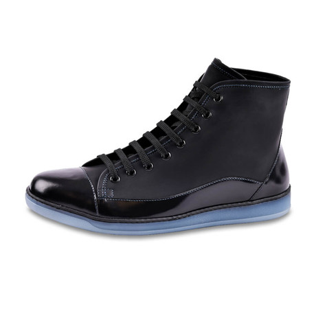 Venezia Leather Mid Top Sneaker // Nero (US: 8)