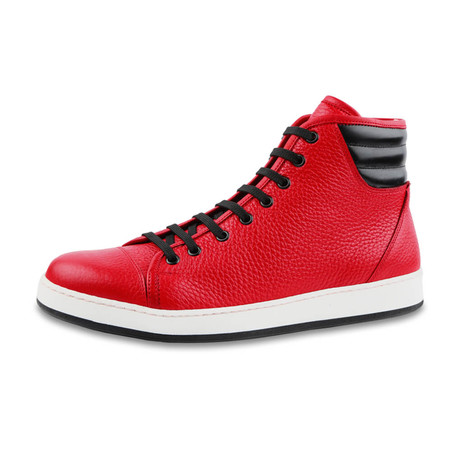 Firenze Mid Top Leather Sneaker // Rosso (US: 8)
