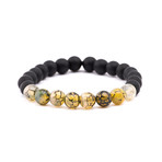 Crackle Stone + Matte Stone Bracelet // Black + Yellow