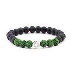Lava Stone + Matte Stone Bracelet // Black + Green