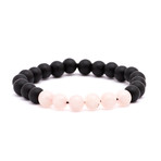 Color Blocked Stone Bracelet // Black + Pink