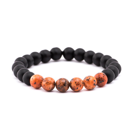 Marbled Stone + Matte Stone Bracelet // Black + Orange