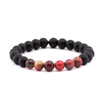 Gradient Stone + Matte Stone Bracelet // Black + Red