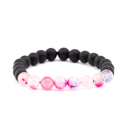 Gradient Stone + Matte Stone Bracelet // Black + Pink