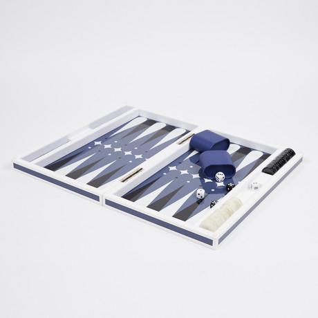 Lacquer Backgammon // Blue + White