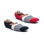 Striped No Show Sock // Blue + Red // Set of 2