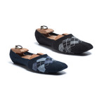 Argyle No Show Sock // Black + Blue // Set of 2