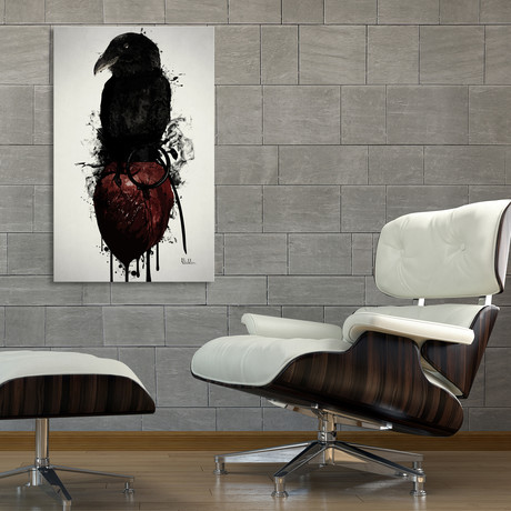 Raven and Heart Grenade (Stretched Canvas // 16"W x 24"H x 1.5"D)
