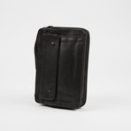 Leather U-Zip Travel Bag with Wrist Handle // Black