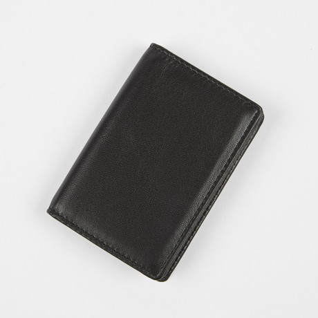 Leather Gusset Card Wallet + ID Window // Black