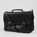 Leather Top Carry Handle Brief // Black