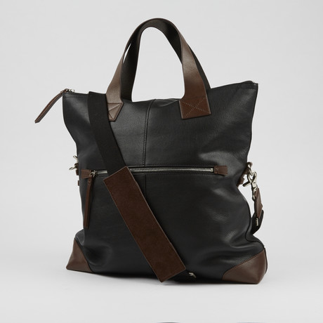 Weekender Premium Leather Tote // Black