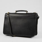 Leather Top Carry Handle Brief // Black