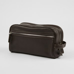 Premium Leather Travel Toiletry Bag // Brown