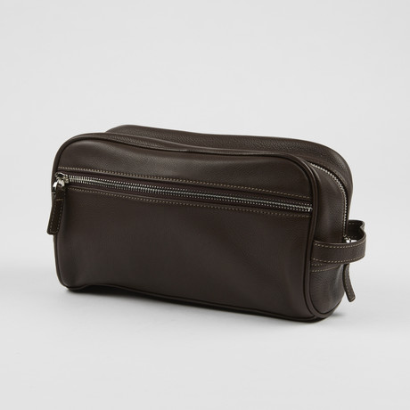 Premium Leather Toiletry Bag // Brown