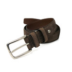 Tyler Leather Belt + Signature Plaid Double Keeper // Brown Nubuck (44)