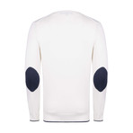 V-Neck Sweater // Ecru + Navy (XS)
