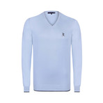 V-Neck Sweater // Light Blue + Navy (XL)