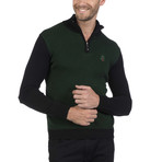 Quarter Zip Pullover // Black + Green (XS)