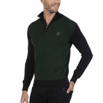 Quarter Zip Pullover // Black + Green (XL)