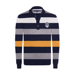 Striped Pullover // Navy + Yellow + Gray + White (XS)