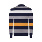 Striped Pullover // Navy + Yellow + Gray + White (XS)