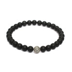 Cross Pattern Oxidized Bead // Black (5")