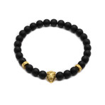 Lion Head Bracelet + Tribal Stoppers // Black Onyx + Gold (8.5)