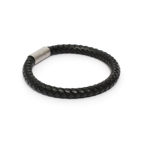 Genuine Round Braided Leather Bracelet (5")