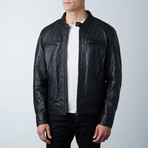 Double Zip Biker Jacket // Black (XL)