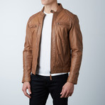 Double Zip Biker Jacket // Tan (2XL)