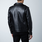 Angled Zip Biker Jacket // Black (3XL)