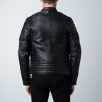 Double Breasted Zip Moto Jacket // Black (3XL)