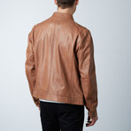 Blouson Double Zip Biker Jacket // Tan (L)