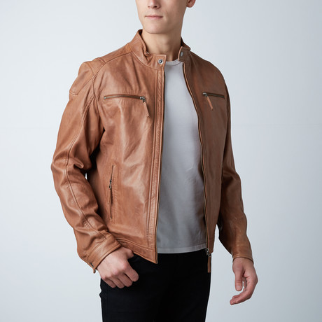 Blouson Double Zip Biker Jacket // Tan (XS)